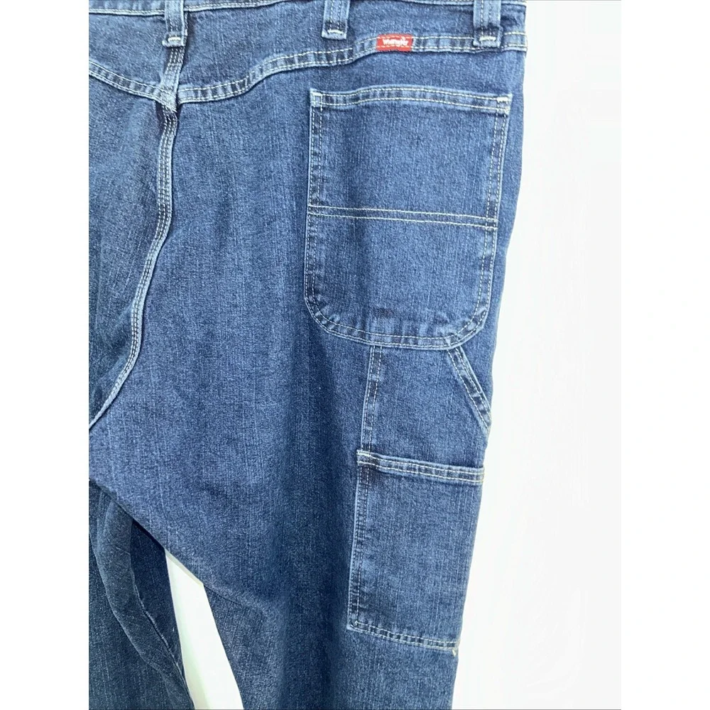 Wrangler Men's Jeans 44X 30 Relaxed Fit Dark Blue Denim Side Painter‎ Pockets